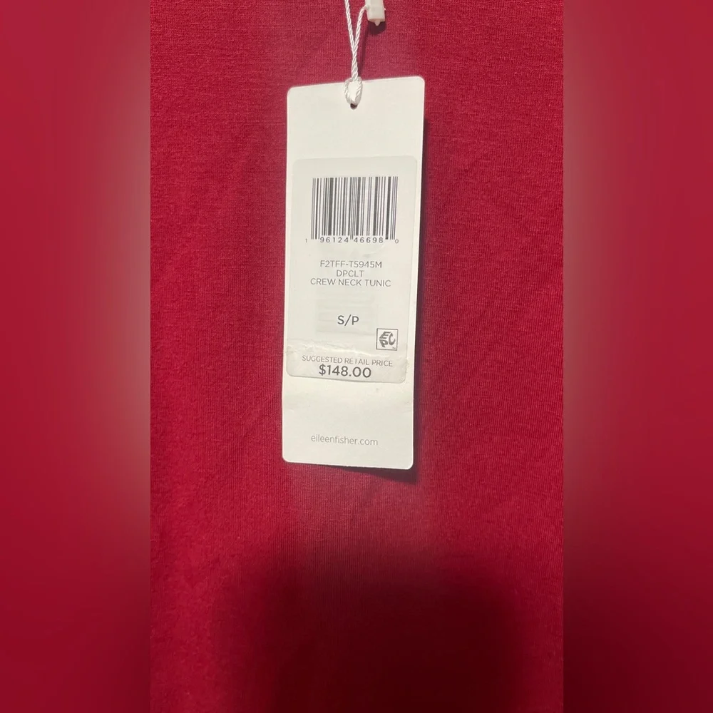 NWT $148 Eileen Fisher Deep Claret Tencel Lyocell Crew Neck Tunic Top Small - Picture 4 of 8